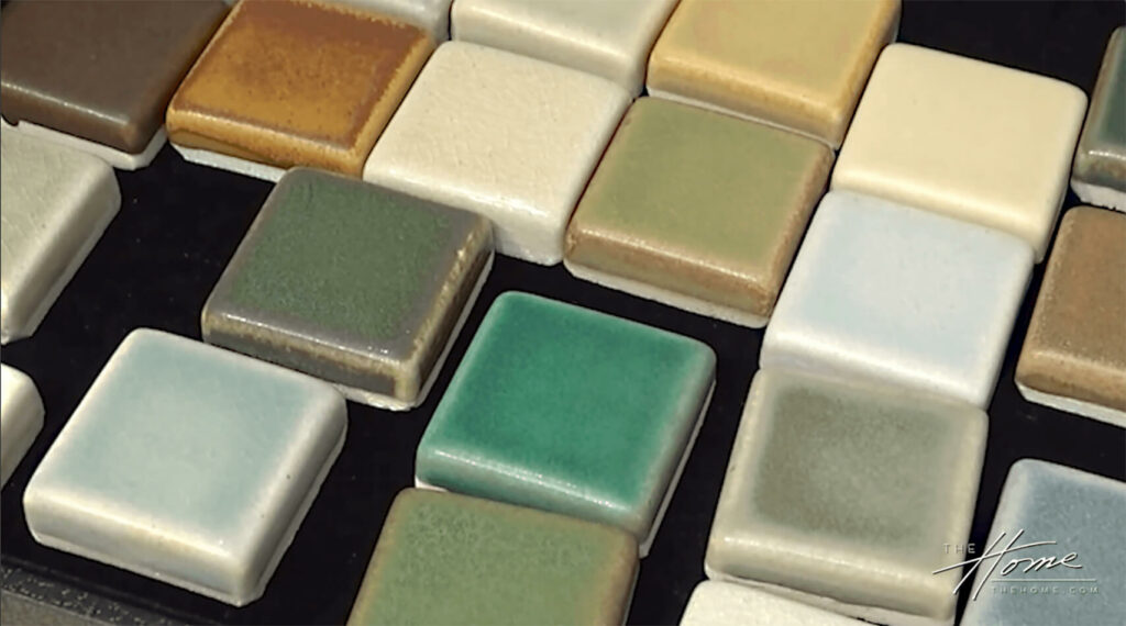 Image: sample of colorful square glazed ceramic field tiles